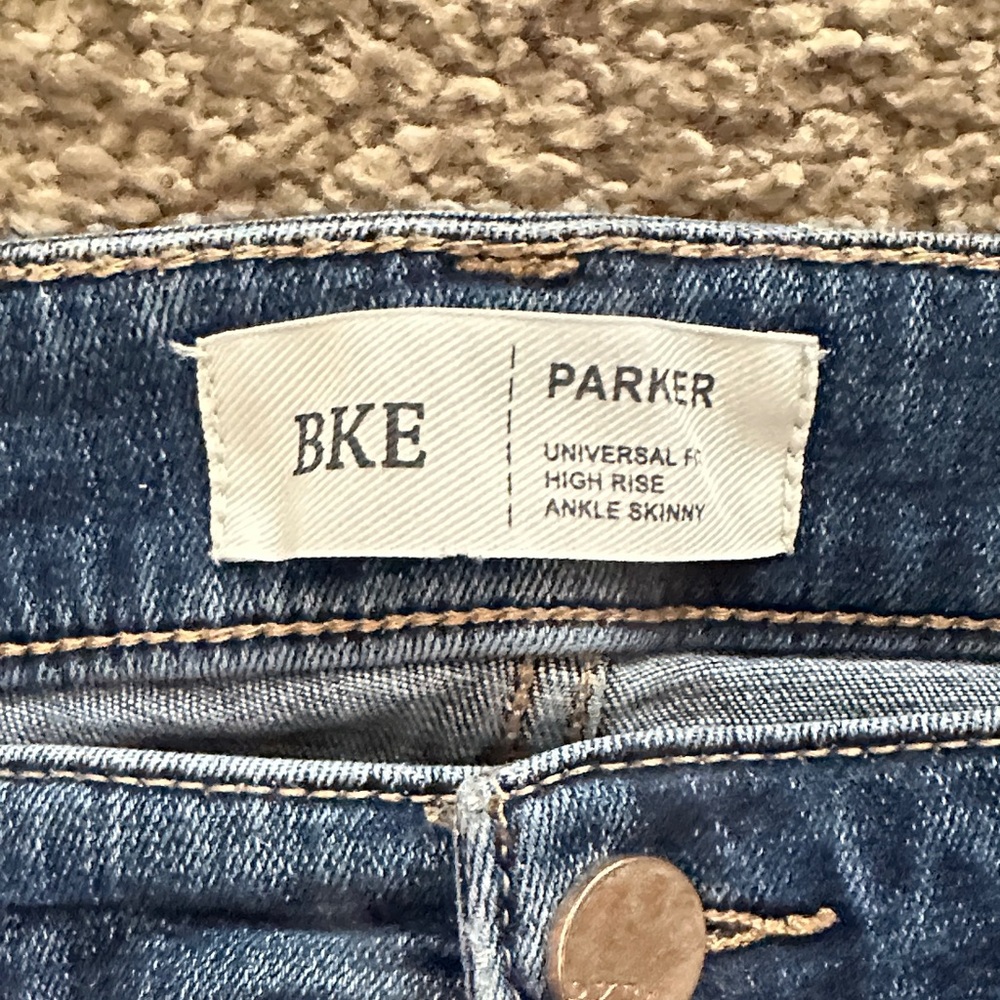 BKE Distressed Dark Blue Skinny Jeans - Picture 2 of 4
